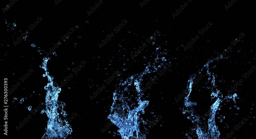 Obraz premium Water splashes isolated on black background