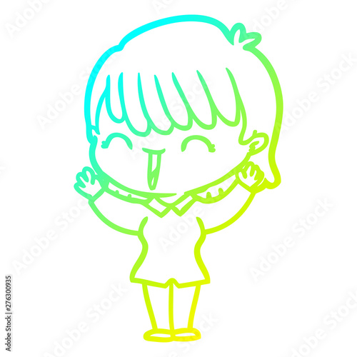 cold gradient line drawing cartoon woman