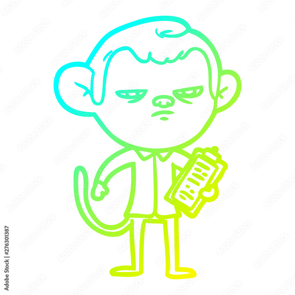 cold gradient line drawing cartoon annoyed monkey boss