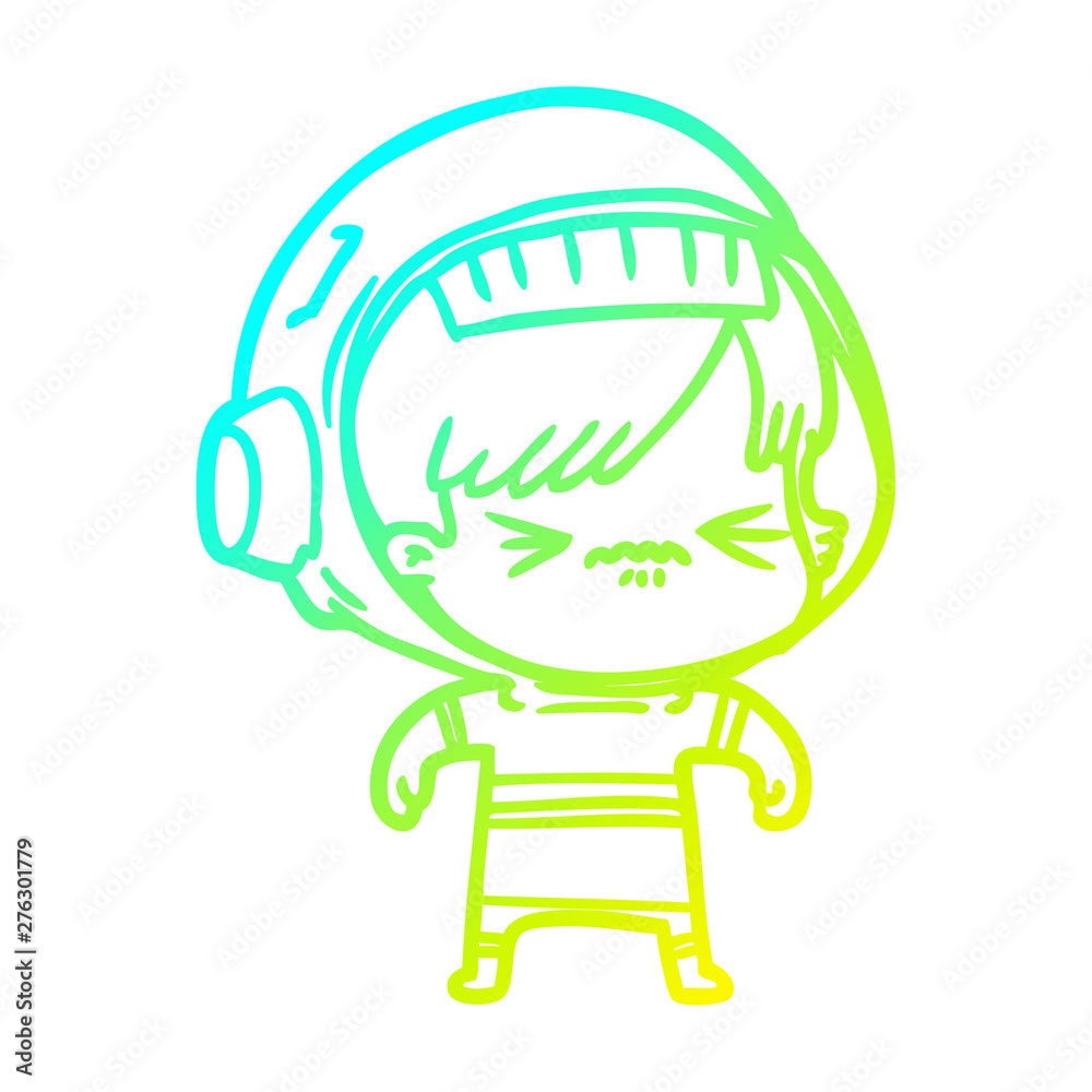 cold gradient line drawing cartoon astronaut woman cold gradient line drawing cartoon astronaut woman