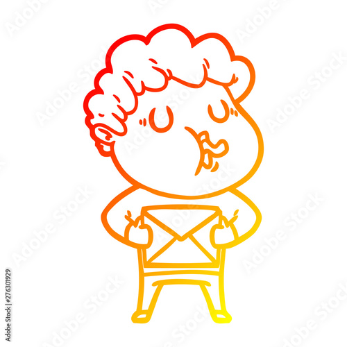 warm gradient line drawing cartoon man singing