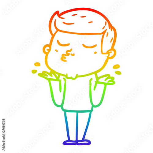 rainbow gradient line drawing cartoon model guy pouting