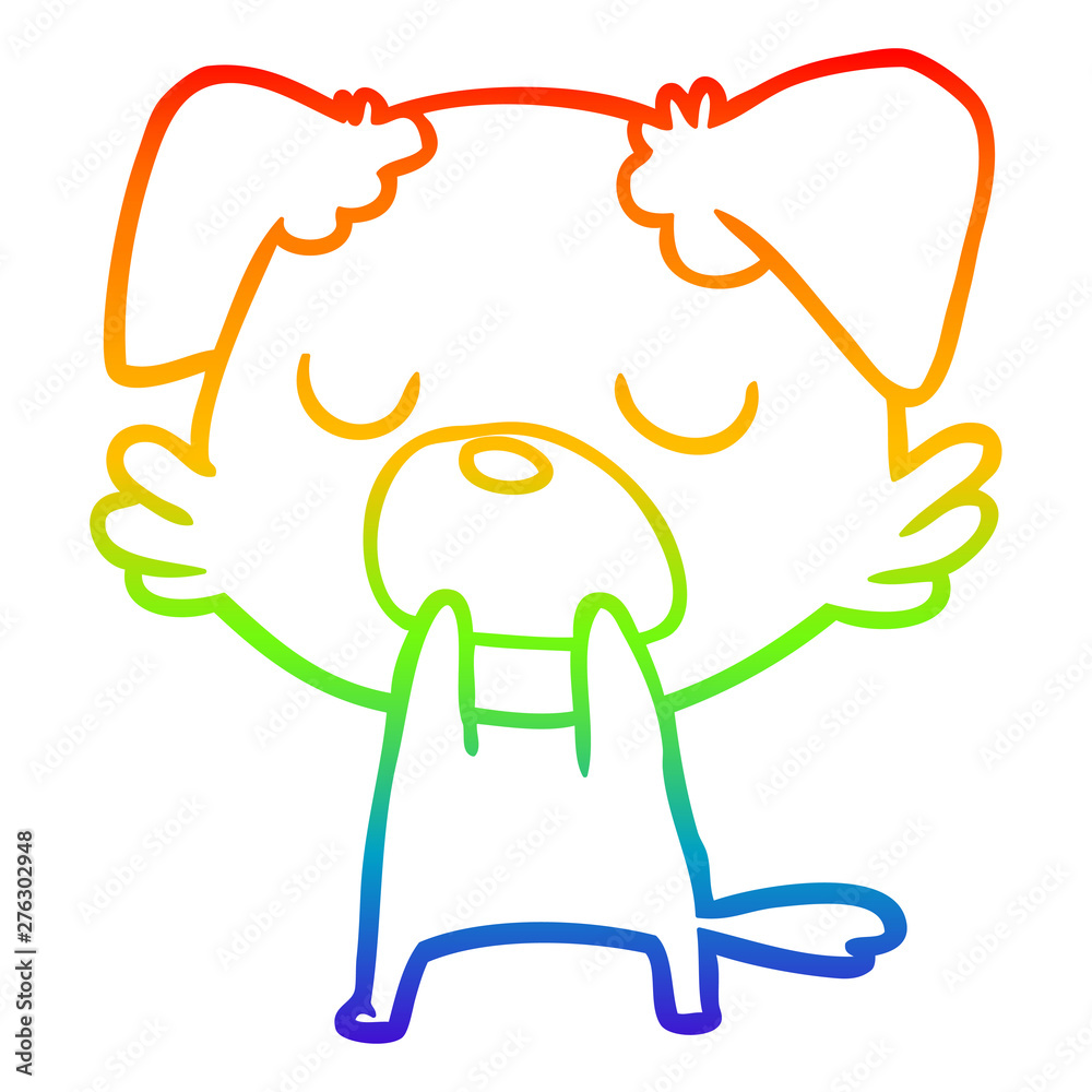 Obraz premium rainbow gradient line drawing cartoon dog