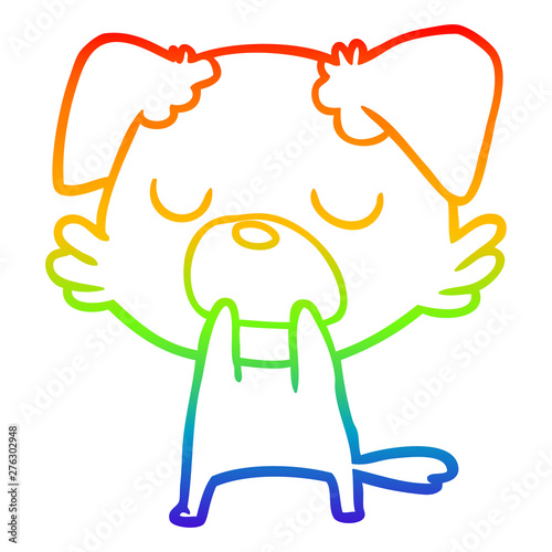 rainbow gradient line drawing cartoon dog