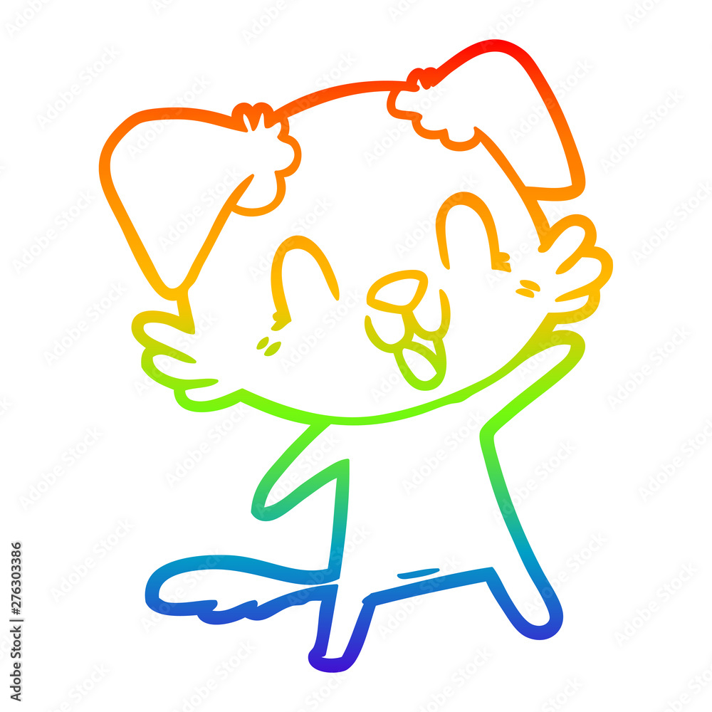 rainbow gradient line drawing laughing cartoon dog rainbow gradient line drawing laughing cartoon dog