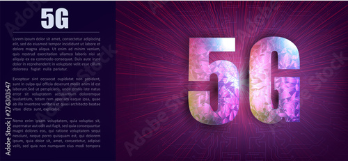 5G new wireless internet wifi connection. 5g superspeed data channel. Wireless speed loop connect. Abstract polygonal light 5G WiFi sign. Business wireframe mesh spheres from flying debris. vector 