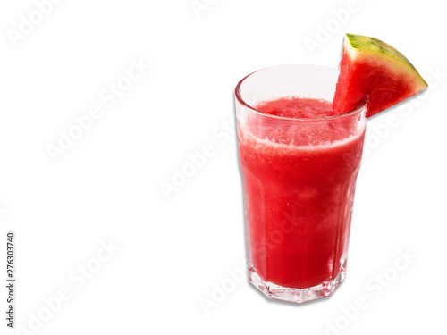 Fresh watermelon smoothies in clear glass water with fresh watermelon