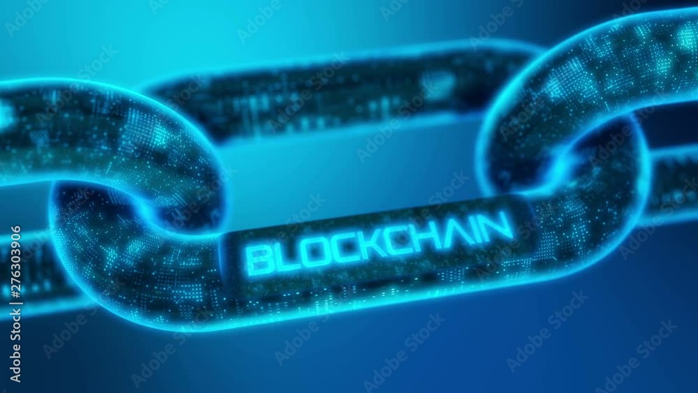 Blockchain cryptocurrency mining symbol chain. 4K UHD animation video.