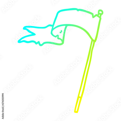 cold gradient line drawing cartoon waving flag
