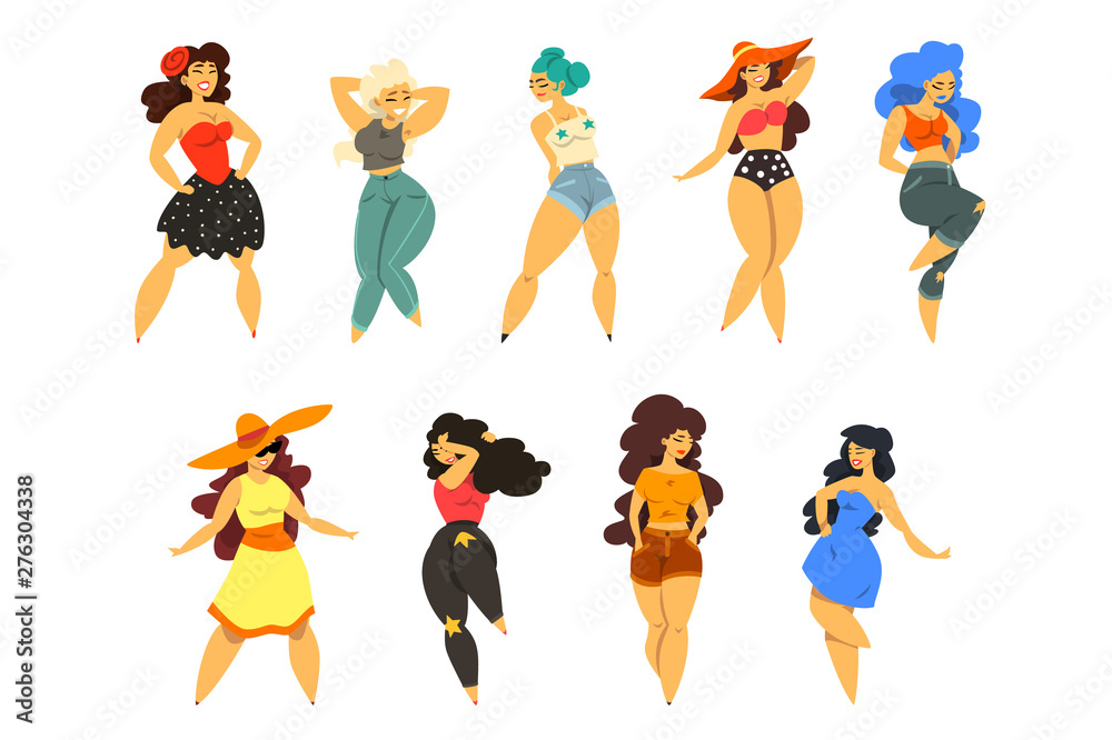 Premium Vector  Beautiful plus size girl in stylish clothes
