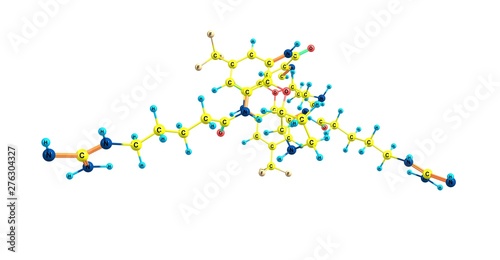 Brilacidin antibiotic molecular structure isolated on white