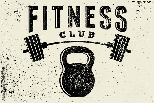 Fitness Club typographic vintage grunge poster design. Retro vector illustration.
