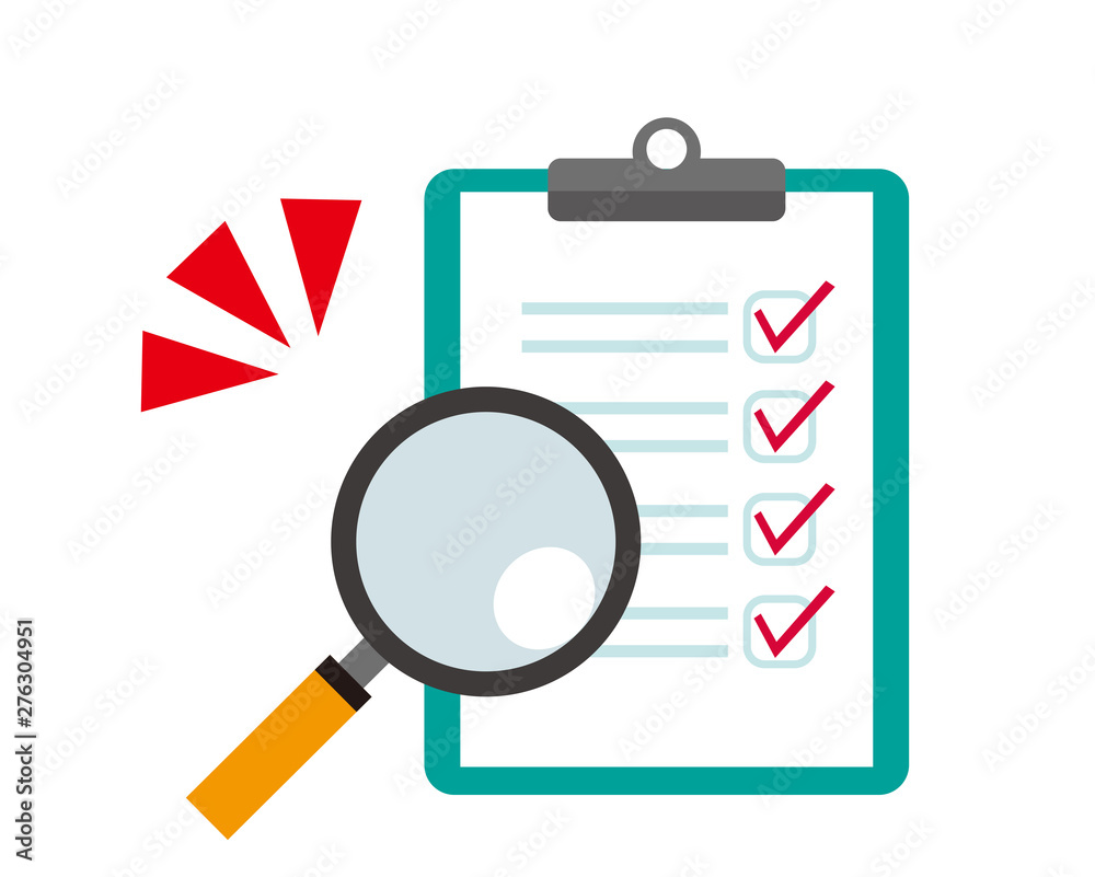 虫メガネ　レンズ　筆記用具　ルーペ　ベクター　バインダー　クリップボード　チェックリスト