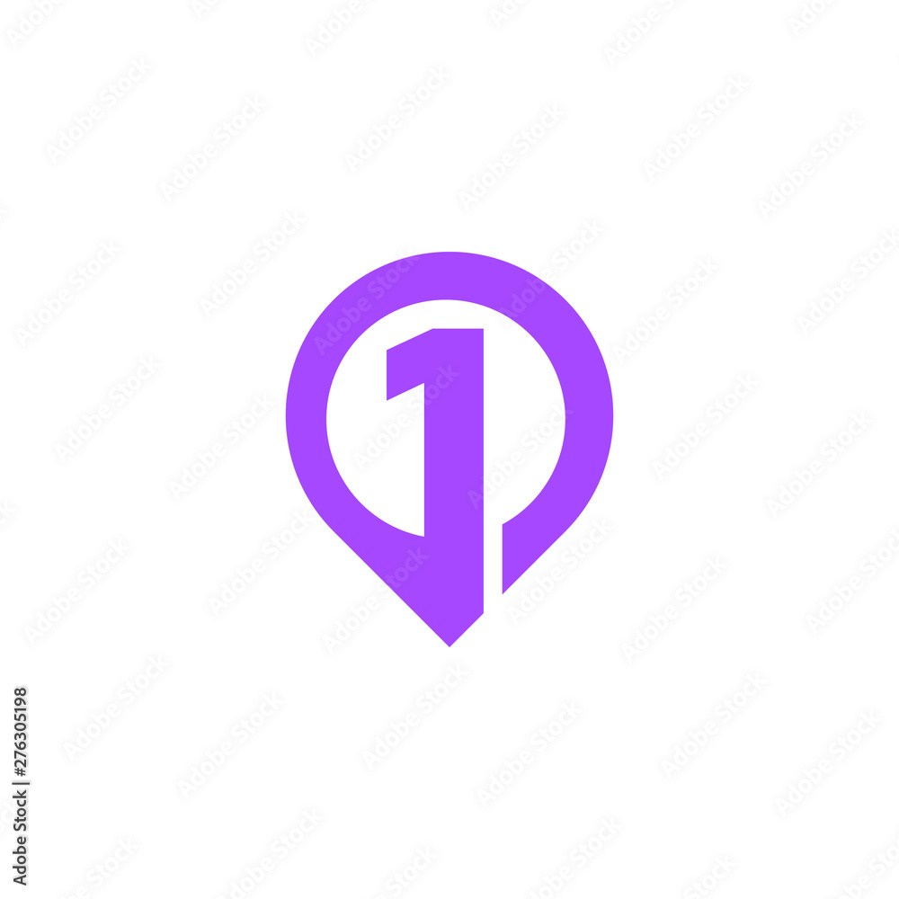 Number One 1 First Location Navigation Pin Point Logo Vector Number One 1 First Location Navigation Pin Point Logo Vector