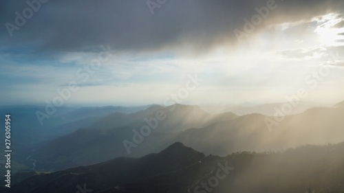 sun rays in mountains