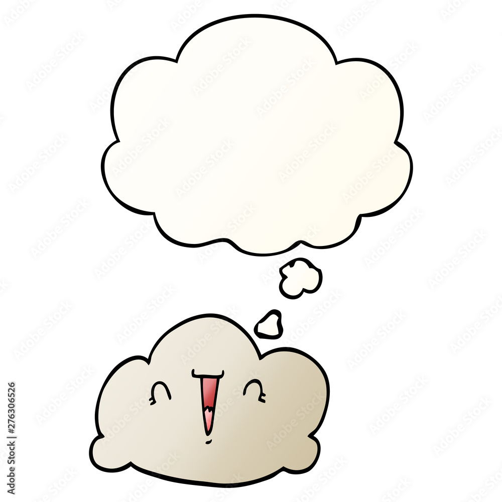 cartoon cloud and thought bubble in smooth gradient style cartoon cloud and thought bubble in smooth gradient style