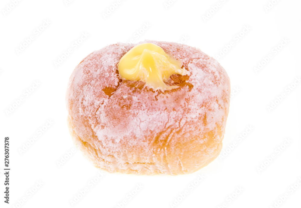 Fresh donuts with jam in the bakery isolated on write background Fresh donuts with jam in the bakery isolated on write background