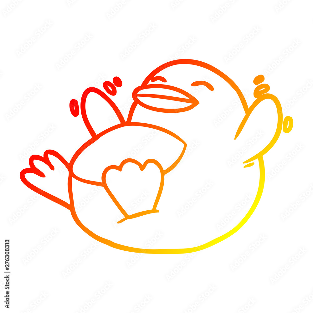 Obraz premium warm gradient line drawing happy cartoon penguin