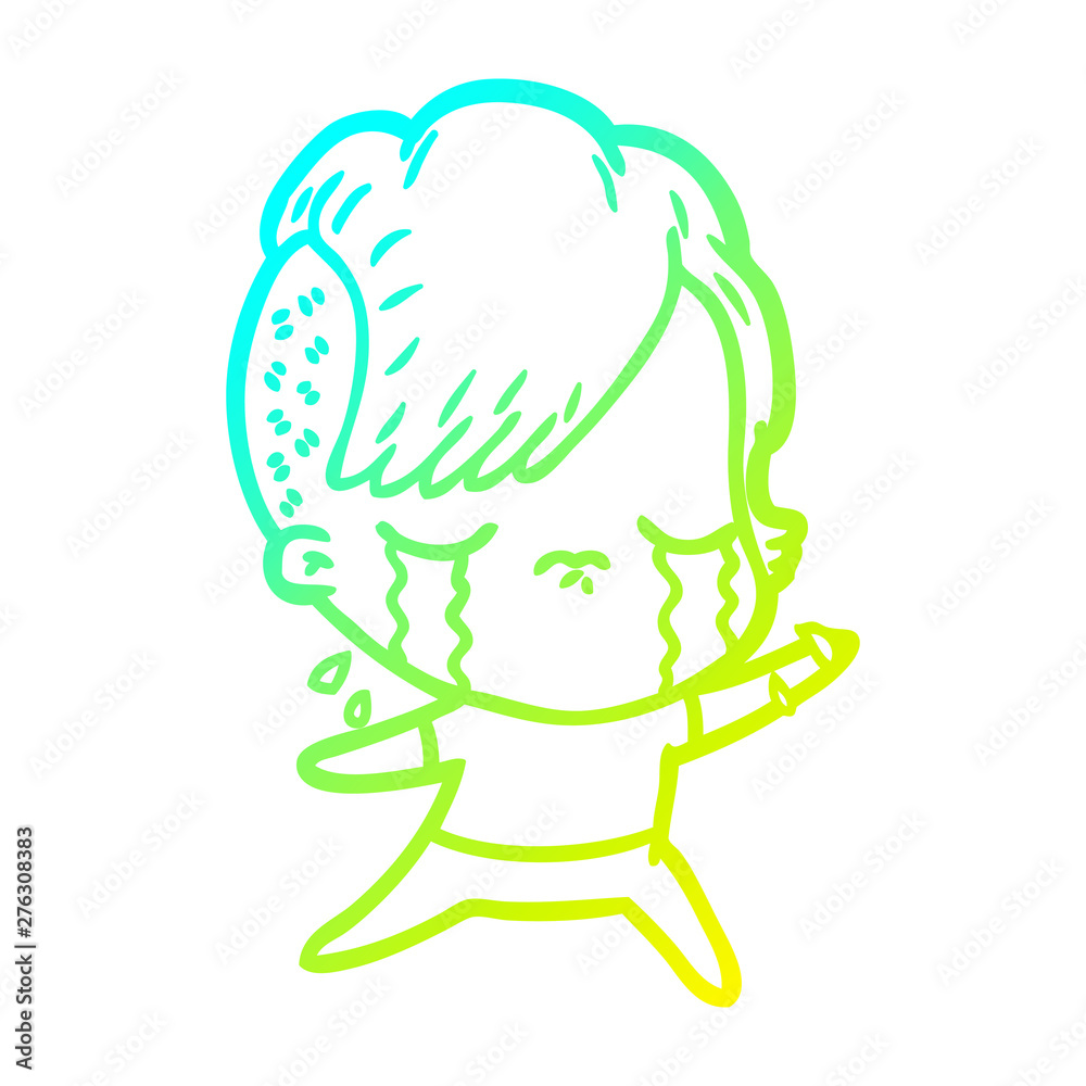 cold gradient line drawing cartoon crying girl cold gradient line drawing cartoon crying girl