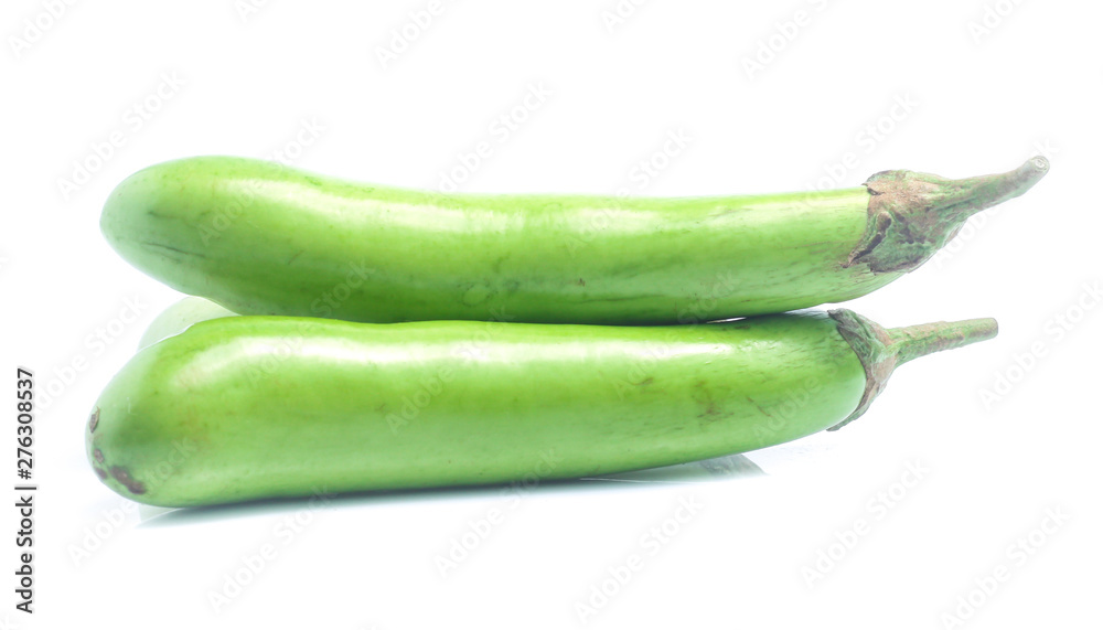 green eggplants on white background green eggplants on white background