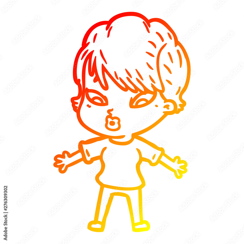 warm gradient line drawing cartoon woman warm gradient line drawing cartoon woman