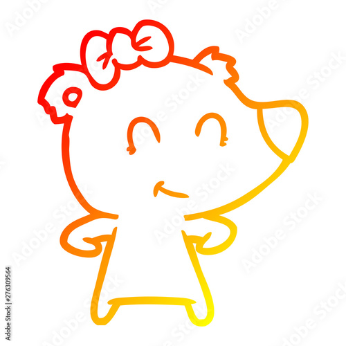 warm gradient line drawing female bear cartoon