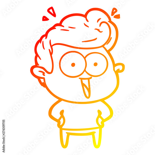 warm gradient line drawing cartoon excited man