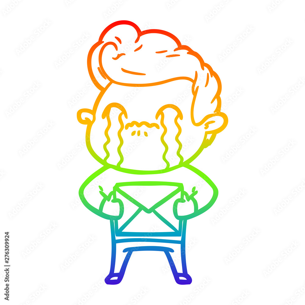 rainbow gradient line drawing cartoon man crying rainbow gradient line drawing cartoon man crying
