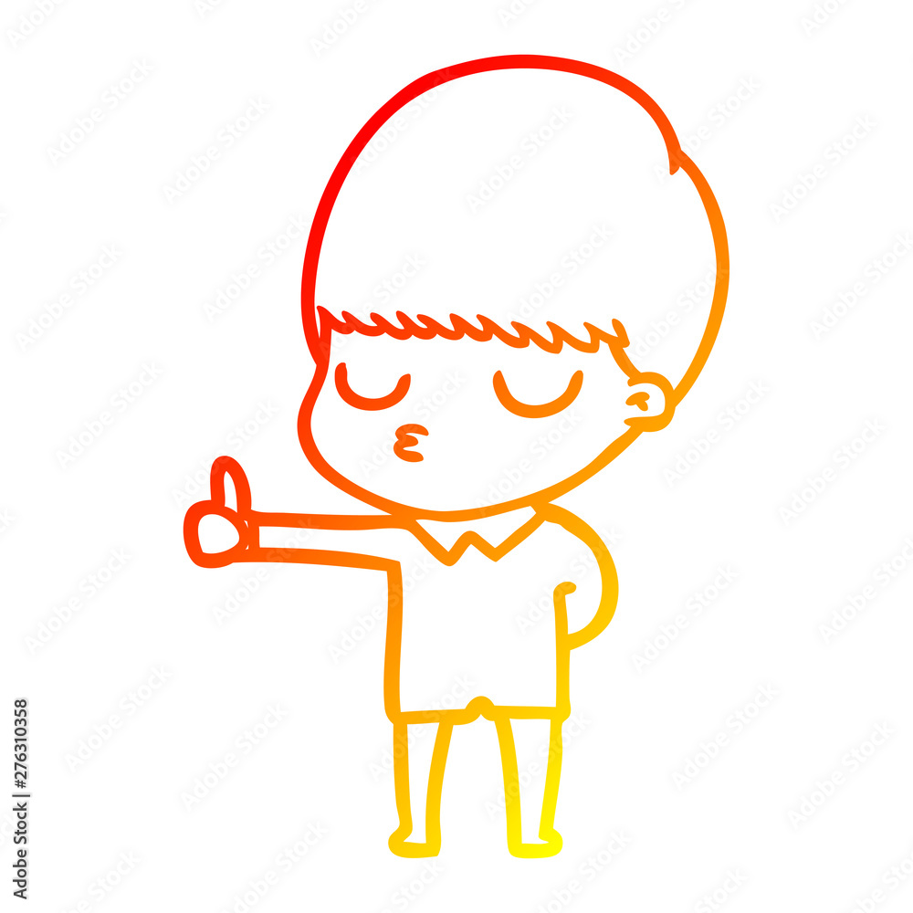 warm gradient line drawing cartoon calm boy