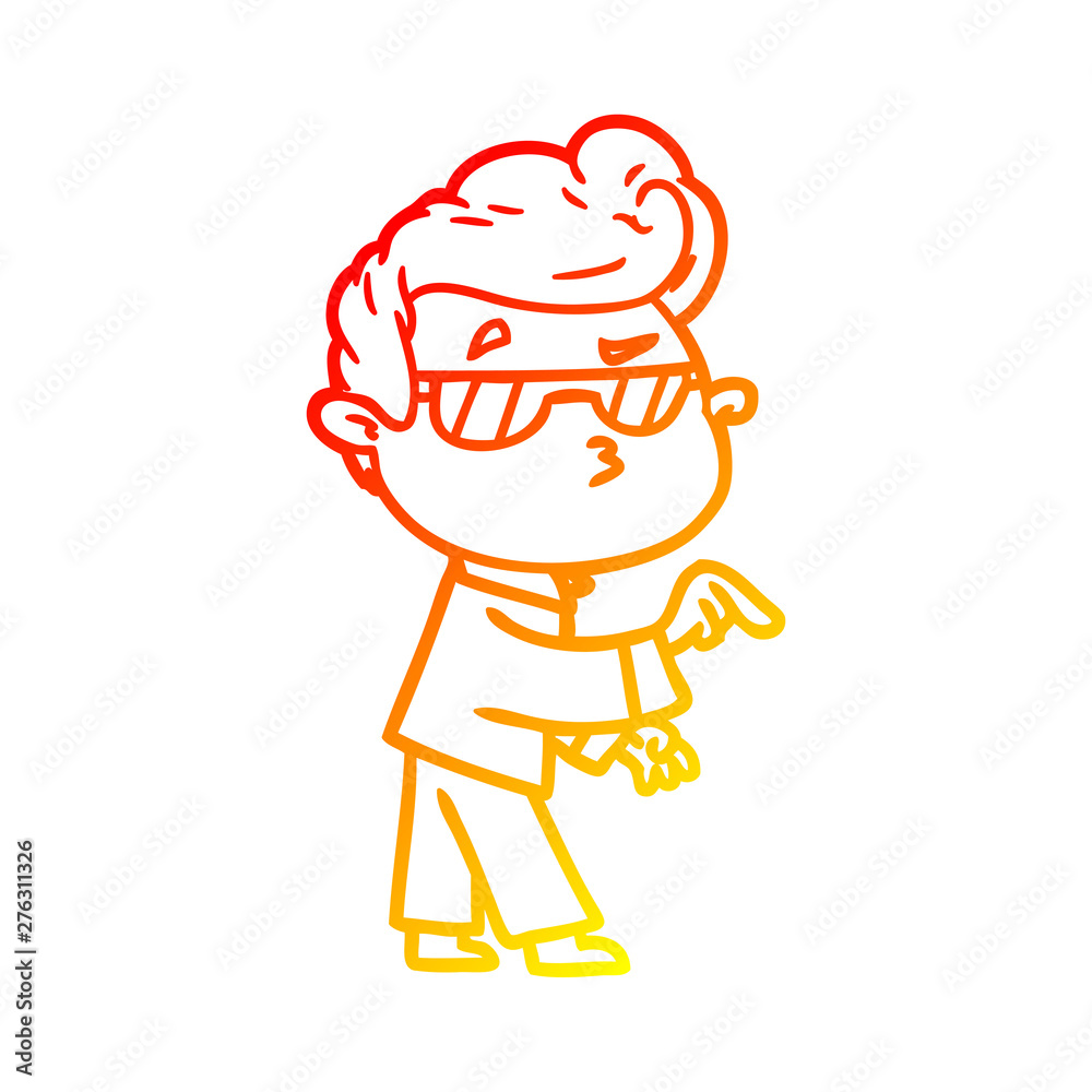 warm gradient line drawing cartoon cool guy