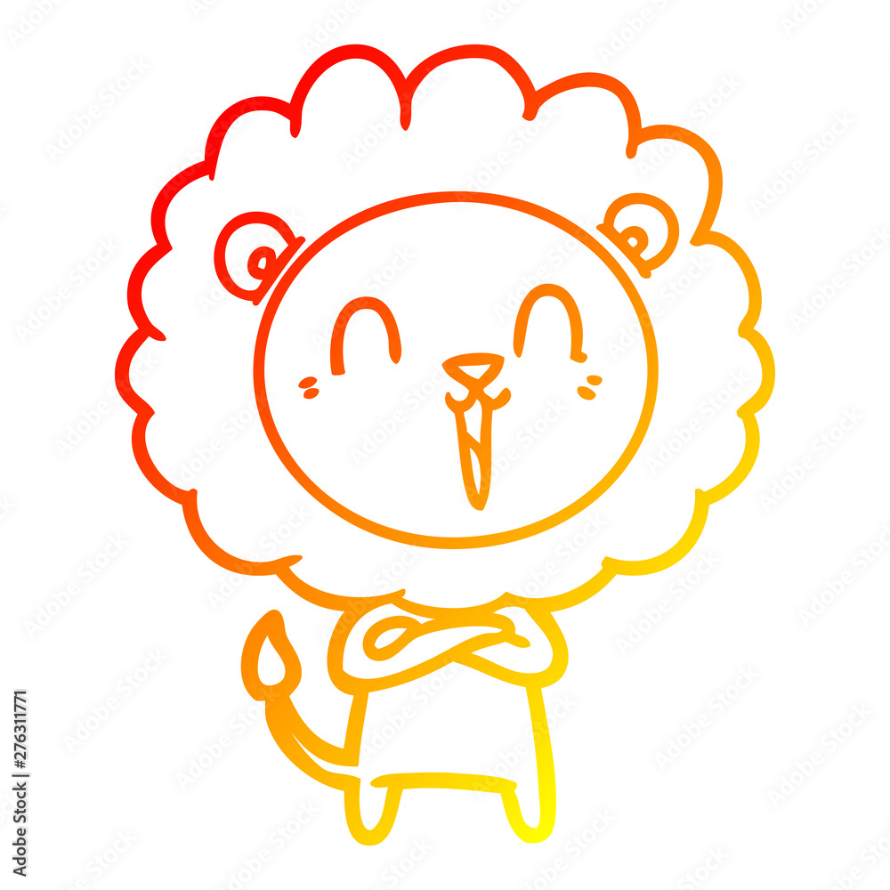 warm gradient line drawing laughing lion cartoon warm gradient line drawing laughing lion cartoon