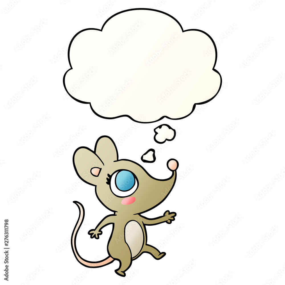 cartoon mouse and thought bubble in smooth gradient style cartoon mouse and thought bubble in smooth gradient style