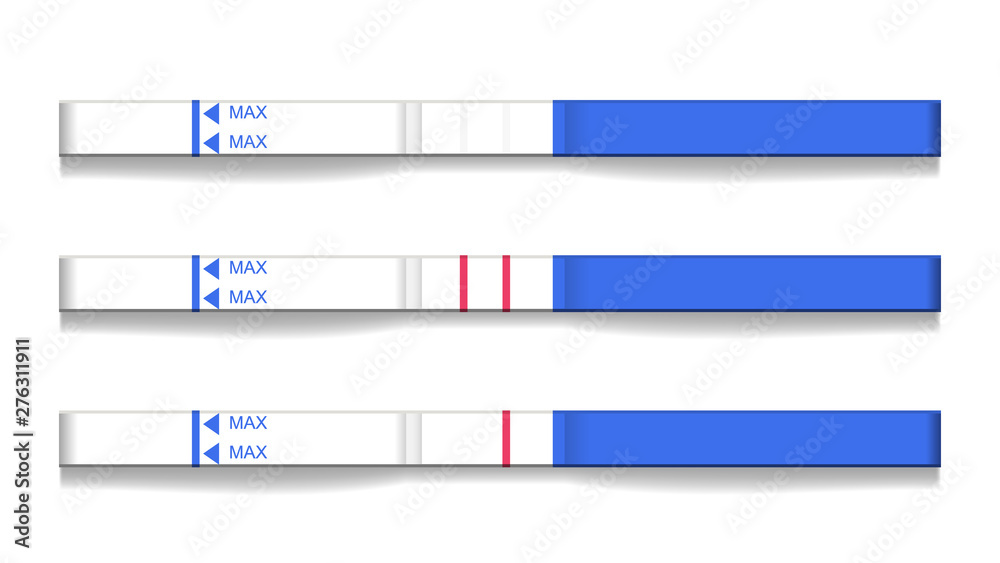 Classic Carton Stick Pregnancy Test Set Vector. Woman Device For Rapid ...