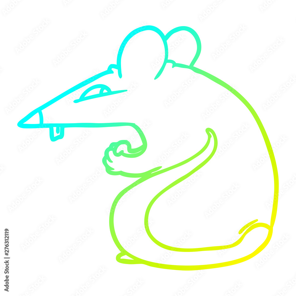Fototapeta premium cold gradient line drawing sly cartoon rat