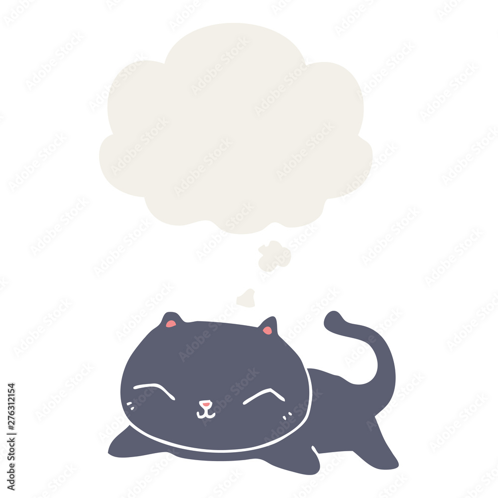 cartoon cat and thought bubble in retro style cartoon cat and thought bubble in retro style