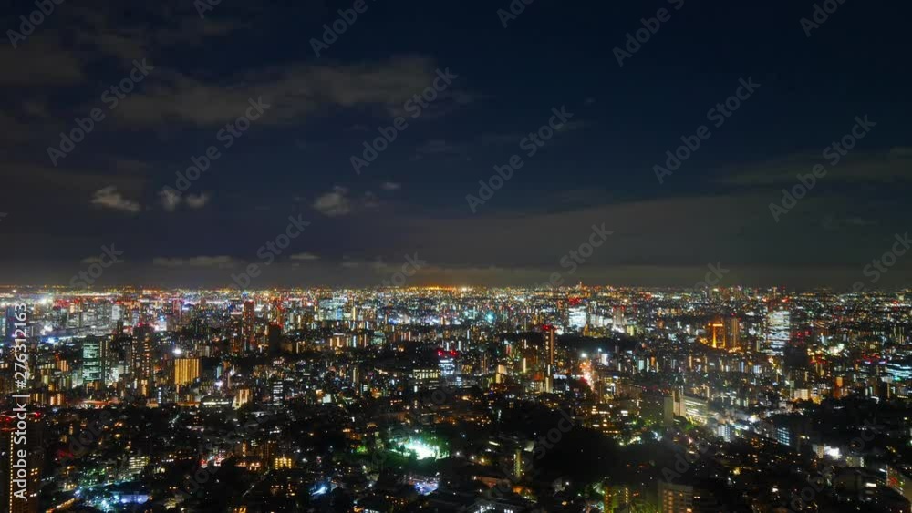 Night time lapse of Tokyo city light from the high ground Night time lapse of Tokyo city light from the high ground