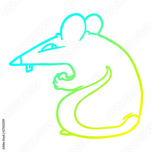 cold gradient line drawing sly cartoon rat