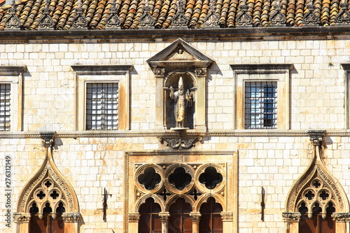 Dubrovnik in Croatia, architecture details of Sponza palace photo