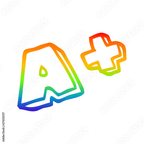 rainbow gradient line drawing cartoon letter grades
