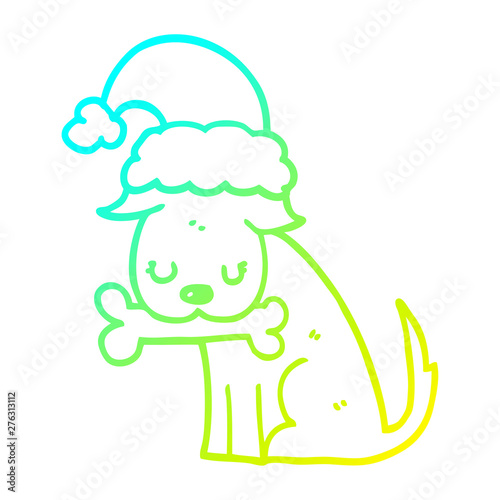 cold gradient line drawing cute christmas dog