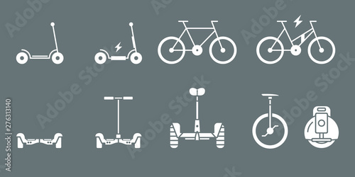 Scooter and electric transport icons - vector vehicles symbol set for the web site or interface