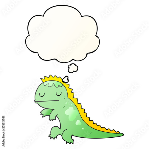 cartoon dinosaur and thought bubble in smooth gradient style