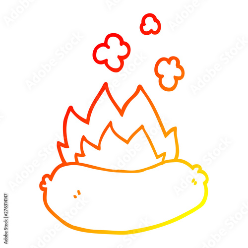 warm gradient line drawing cartoon sausages