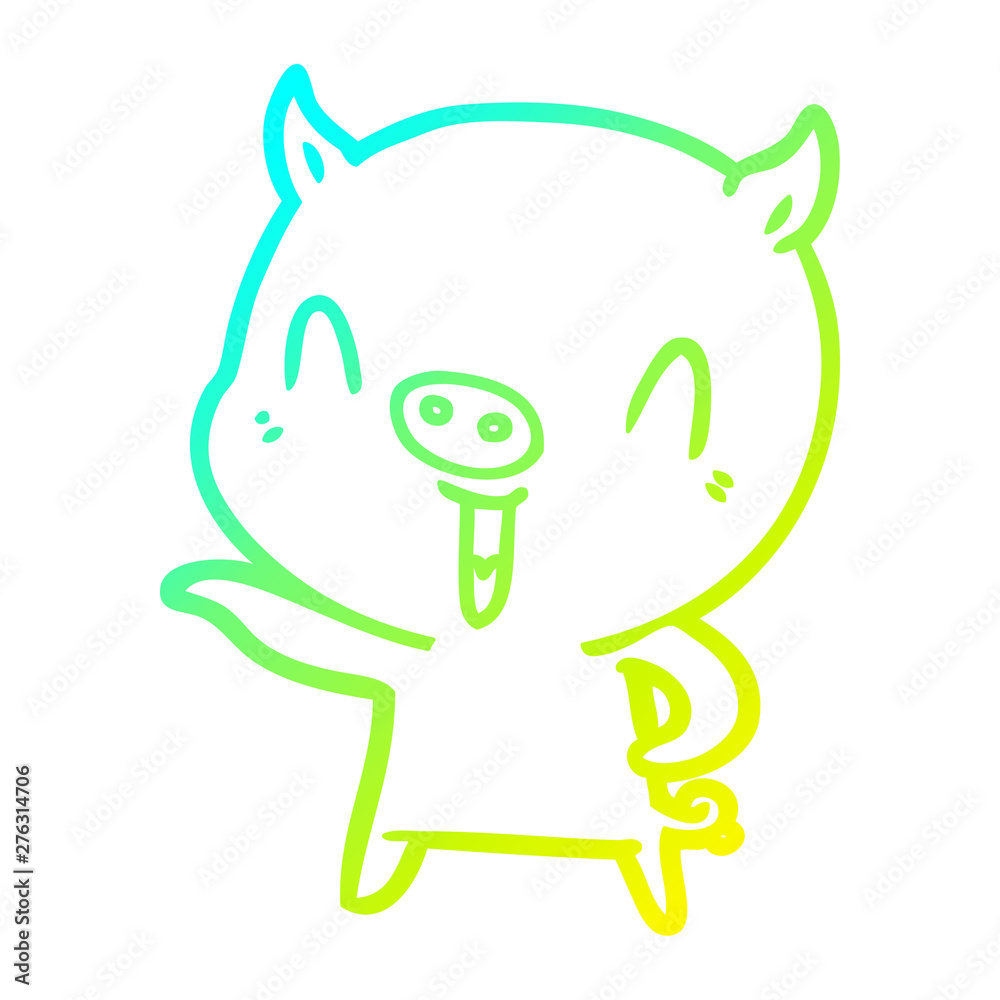 cold gradient line drawing happy cartoon pig cold gradient line drawing happy cartoon pig