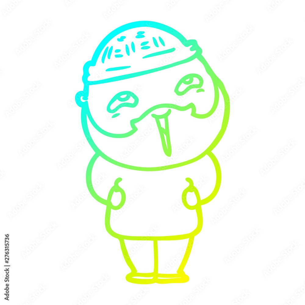 cold gradient line drawing cartoon happy bearded man cold gradient line drawing cartoon happy bearded man