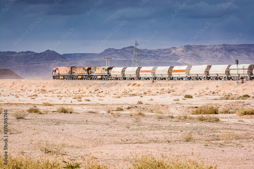 Train of mine in desert of Wadi Rum, Jordan