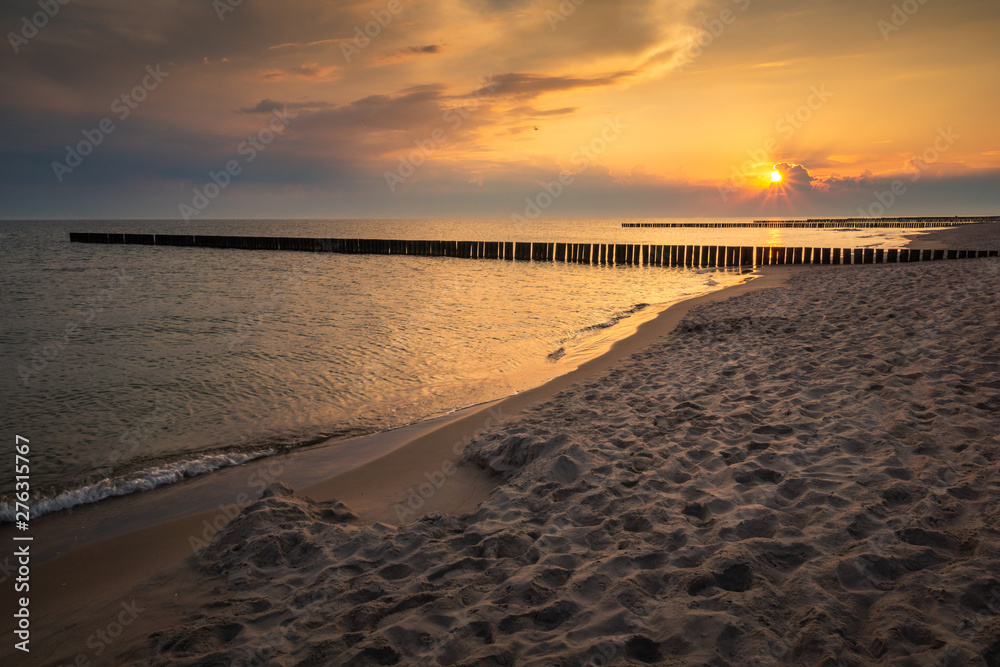 Sunrise over the Baltic sea in Trzesacz, Poland Sunrise over the Baltic sea in Trzesacz, Poland