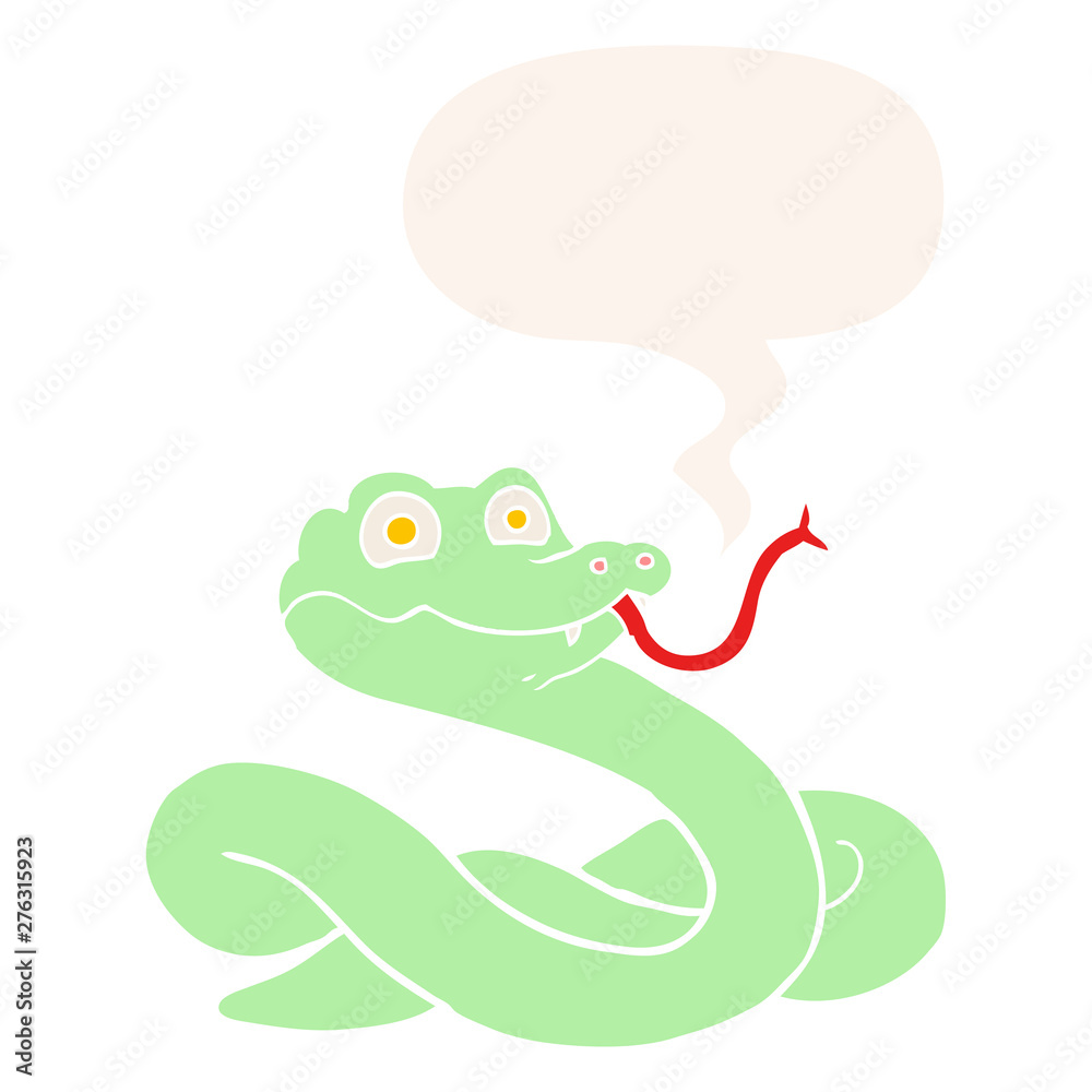 cartoon snake and speech bubble in retro style cartoon snake and speech bubble in retro style