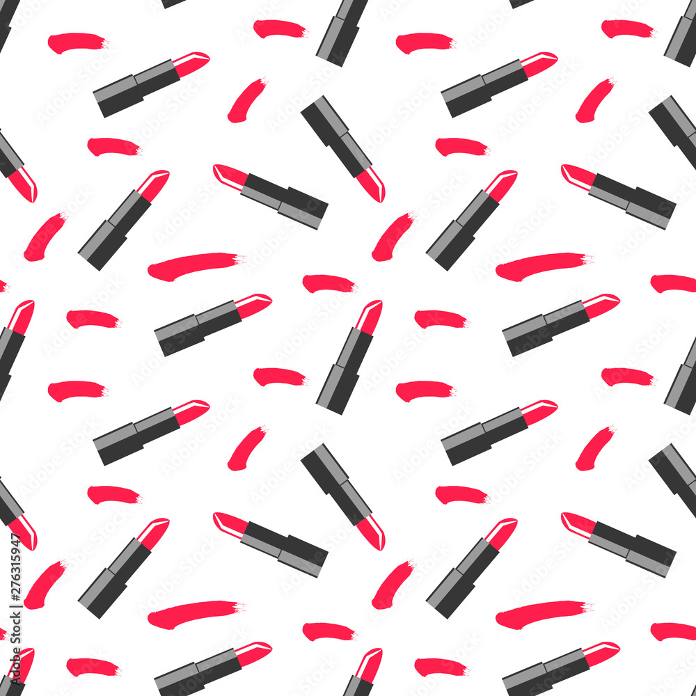 Obraz premium pink lipsticks seamless vector pattern 