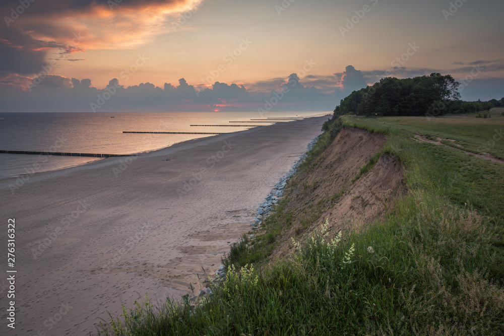 Dawn on the Baltic sea in Trzesacz, Poland Dawn on the Baltic sea in Trzesacz, Poland